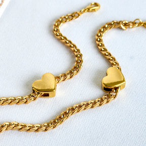 Pulseira Corrente Coração - Banho de Ouro 18k