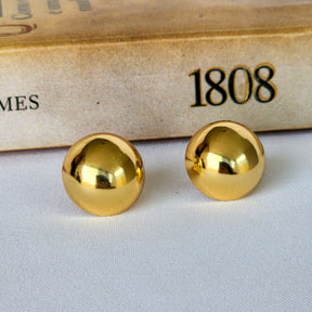 Brinco Botão Redondo - Banho de Ouro 18k