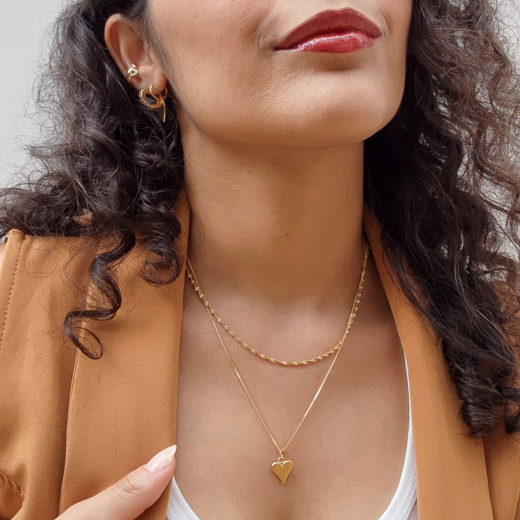 Colar Coração Orgânico Liso - Banho de Ouro 18k