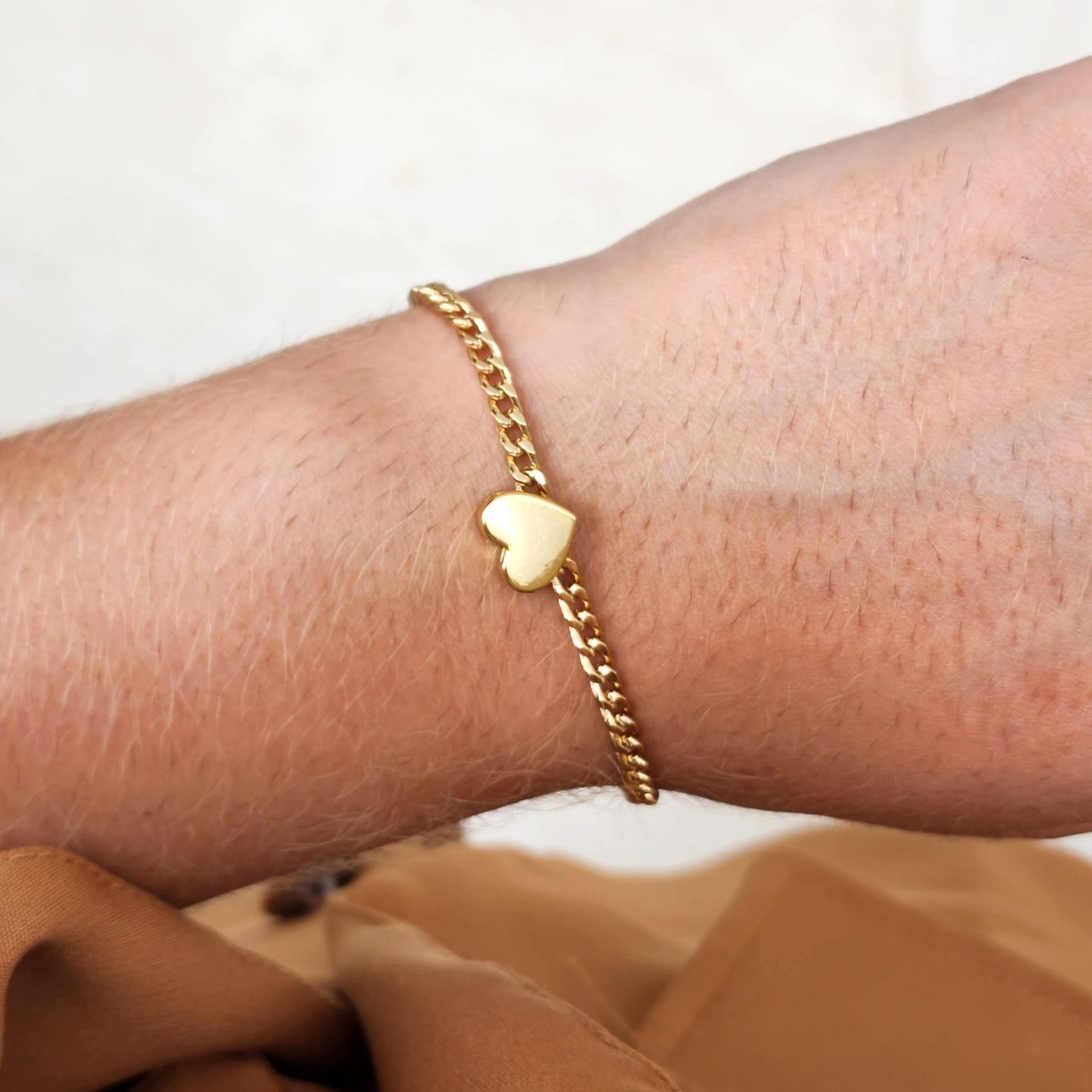 Pulseira Corrente Coração - Banho de Ouro 18k