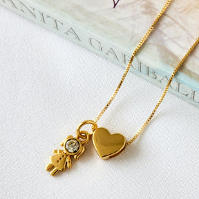 Colar Filhos Personalizado Menino Menina - Banho de Ouro 18k
