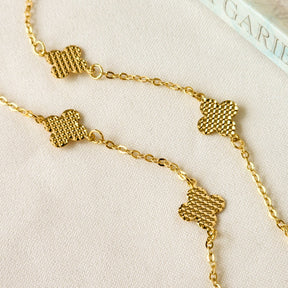 Pulseira Trevo Texturizada - Banho de Ouro 18k