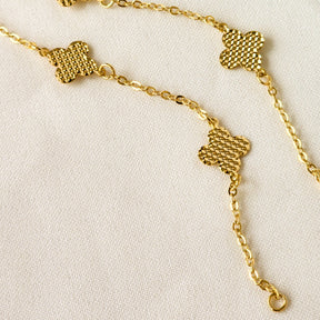 Pulseira Trevo Texturizada - Banho de Ouro 18k