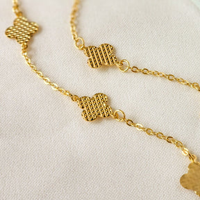 Pulseira Trevo Texturizada - Banho de Ouro 18k