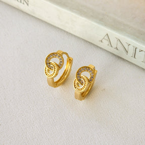 Brinco Argola Click Nó Cravejado em Zircônia – Banho de Ouro 18k