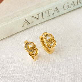 Brinco Argola Click Nó Cravejado em Zircônia – Banho de Ouro 18k