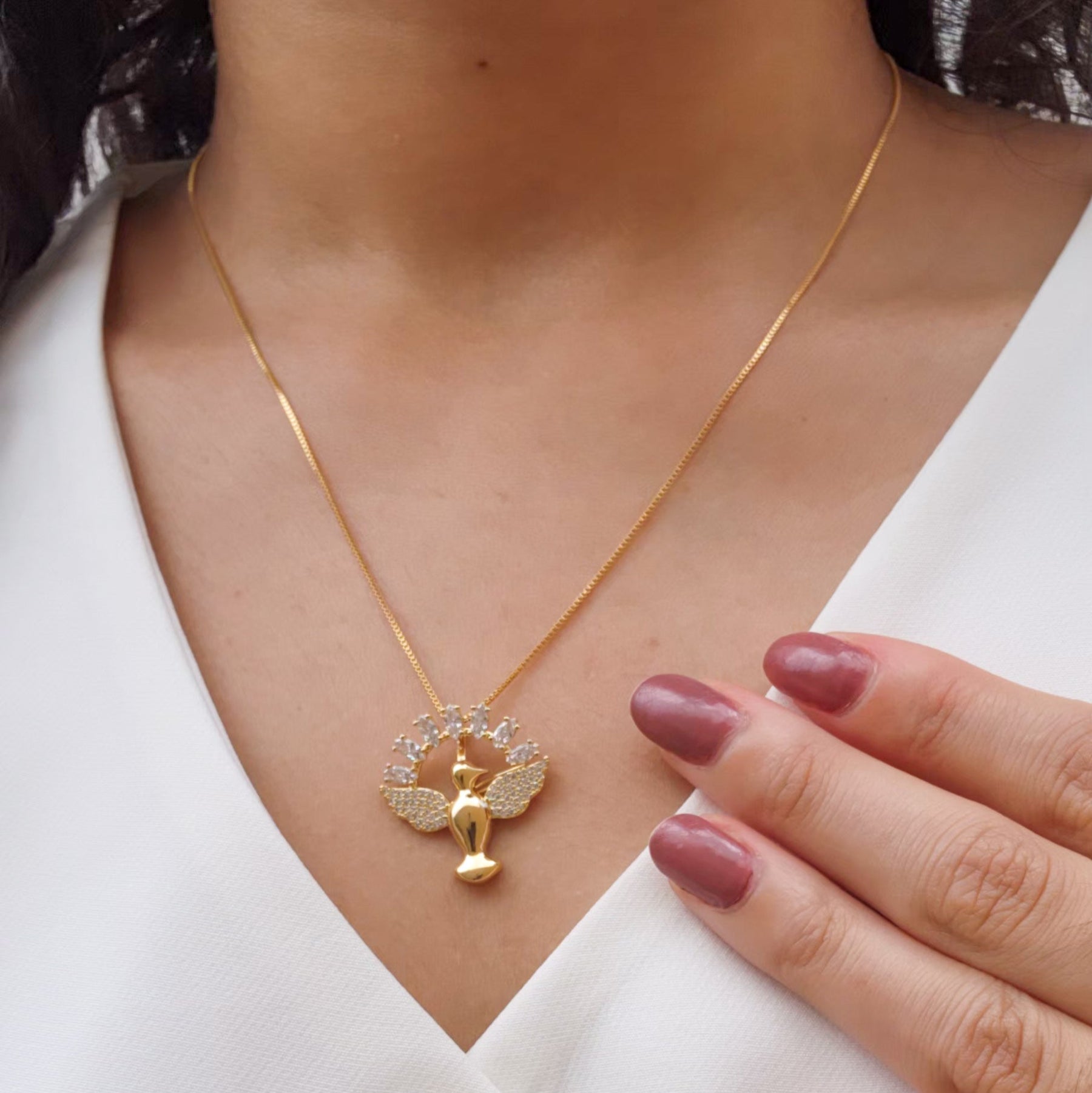 Kit Colar Espírito Santo + Pulseira Espírito Santo - Banho de Ouro 18k