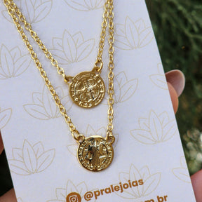 Colar Escapulário São Bento - Banho de Ouro 18k