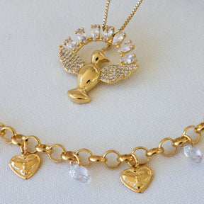 Kit Colar Espírito Santo + Pulseira Espírito Santo - Banho de Ouro 18k