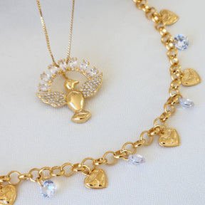 Kit Colar Espírito Santo + Pulseira Espírito Santo - Banho de Ouro 18k