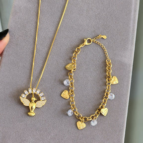 Kit Colar Espírito Santo + Pulseira Espírito Santo - Banho de Ouro 18k