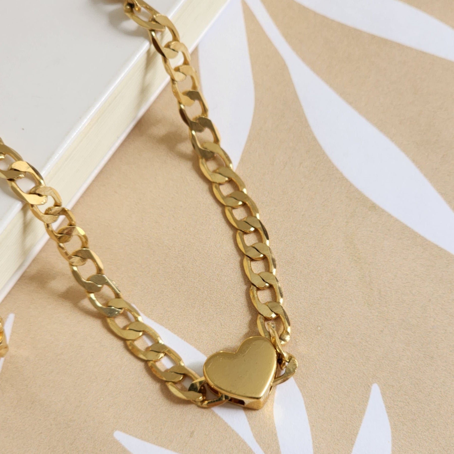 Kit Colar + Pulseira + Anel Regulável Elos Groumet Coração - Banho de Ouro 18k