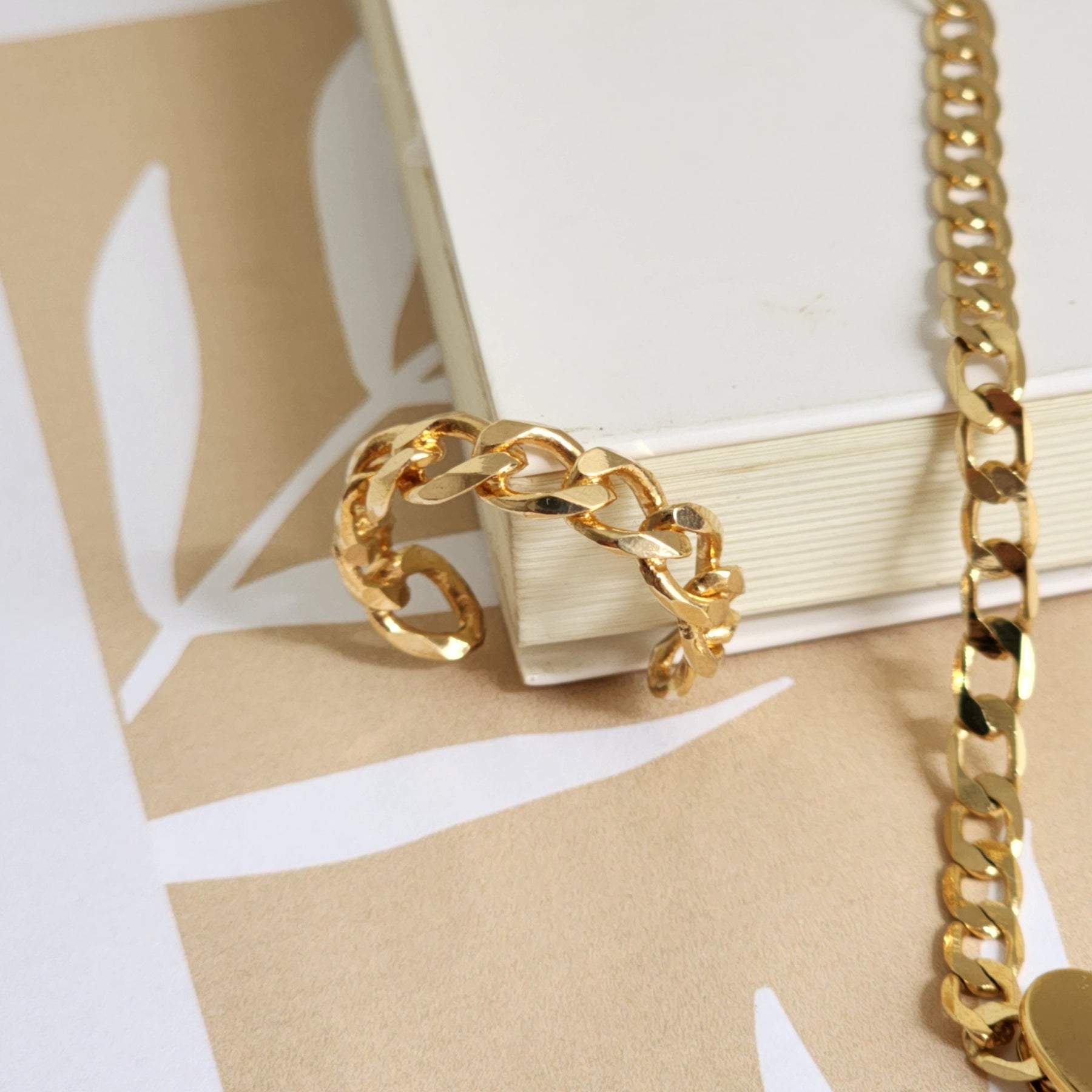 Kit Colar + Pulseira + Anel Regulável Elos Groumet Coração - Banho de Ouro 18k