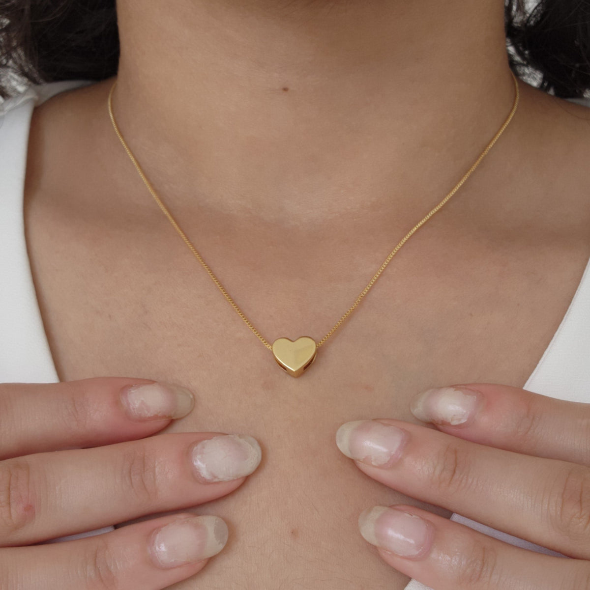 Colar Coração Liso - Banho de Ouro 18k