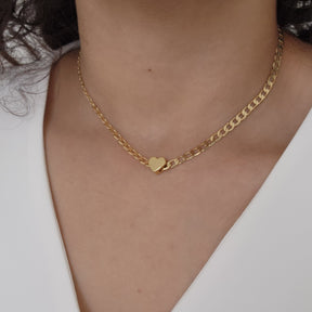 Kit Colar + Pulseira + Anel Regulável Elos Groumet Coração - Banho de Ouro 18k