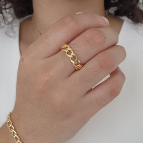 Kit Colar + Pulseira + Anel Regulável Elos Groumet Coração - Banho de Ouro 18k