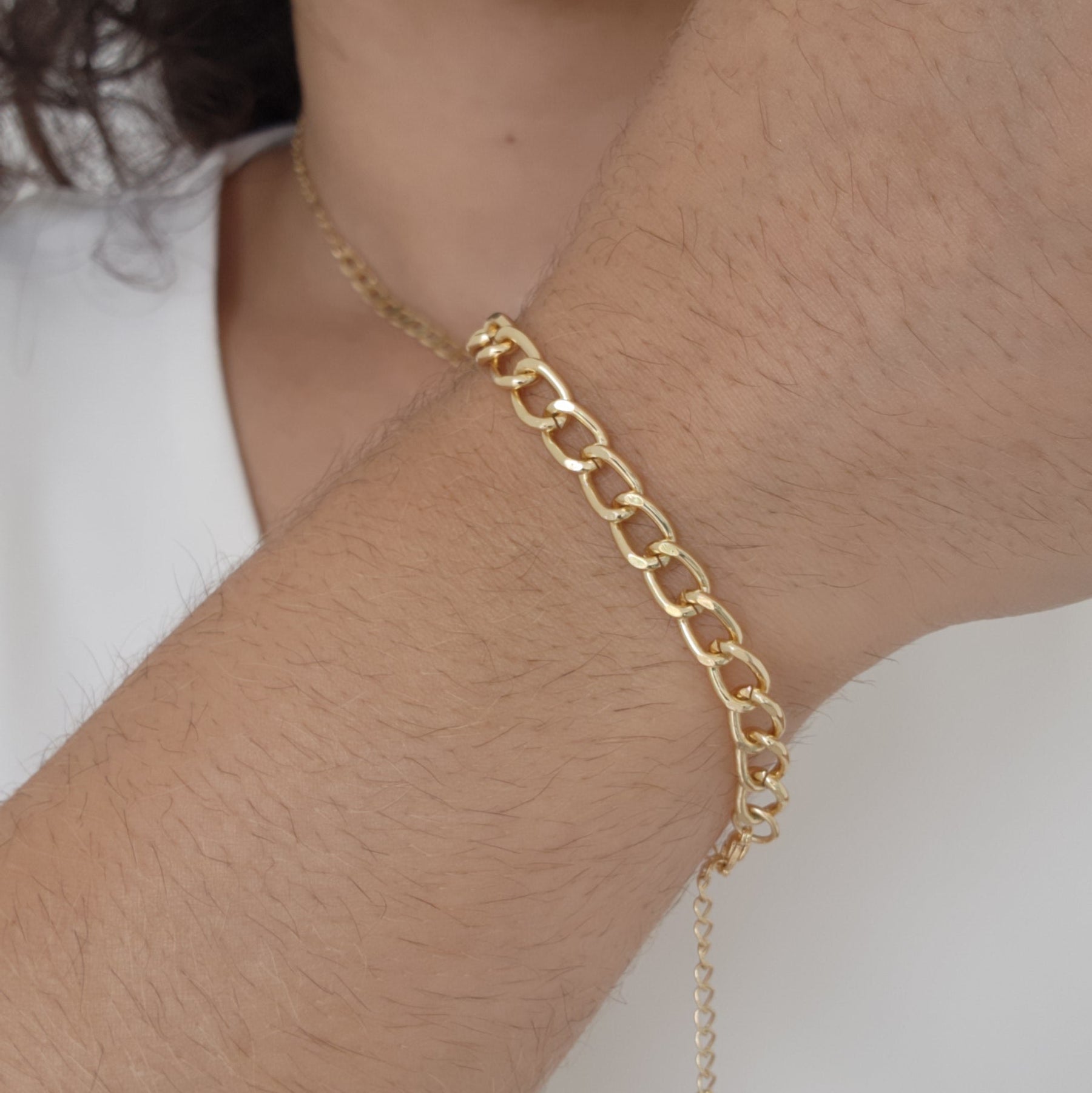 Kit Colar + Pulseira + Anel Regulável Elos Groumet Coração - Banho de Ouro 18k