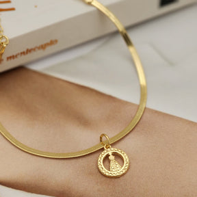 Pulseira Nossa Senhora Texturizada - Banho de Ouro 18k