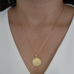 Kit Colar Medalha + Pulseira Fita São Bento - Banho de Ouro 18K