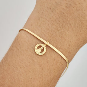 Pulseira Nossa Senhora Texturizada - Banho de Ouro 18k