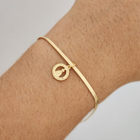 Pulseira Nossa Senhora Texturizada - Banho de Ouro 18k