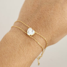 Pulseira Coração Ponto de Luz em Zircônia Cristal - Banho de Ouro 18k