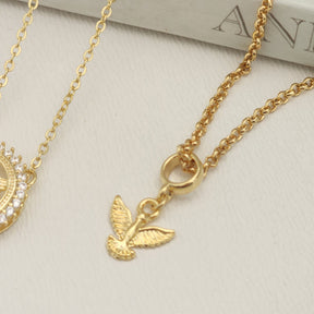 Kit Colar Espírito Santo Cravejado + Pulseira Espírito Santo Texturizada - Banho de Ouro 18k
