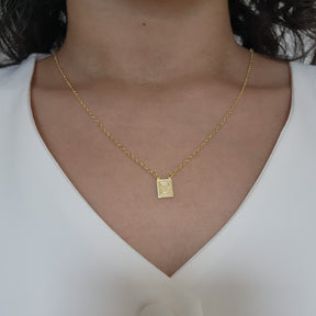 Kit Colar Escapulário Jesus Cristo + Brinco Argola Cruz - Banho de Ouro 18k