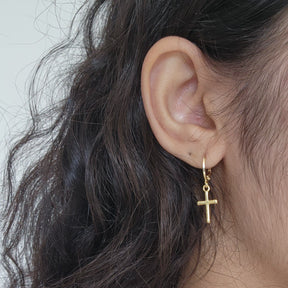Kit Colar Escapulário Jesus Cristo + Brinco Argola Cruz - Banho de Ouro 18k