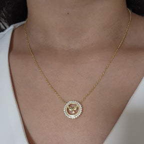Kit Colar Espírito Santo Cravejado + Pulseira Espírito Santo Texturizada - Banho de Ouro 18k