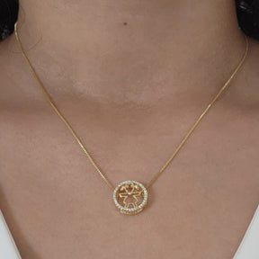 Colar Filhos Menina Cravejado - Banho de Ouro 18k