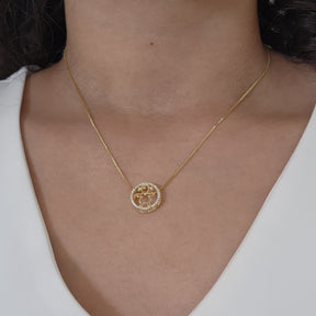 Colar Filhos Menina Cravejado - Banho de Ouro 18k