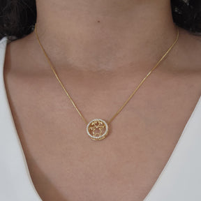 Colar Filhos Menina Cravejado - Banho de Ouro 18k