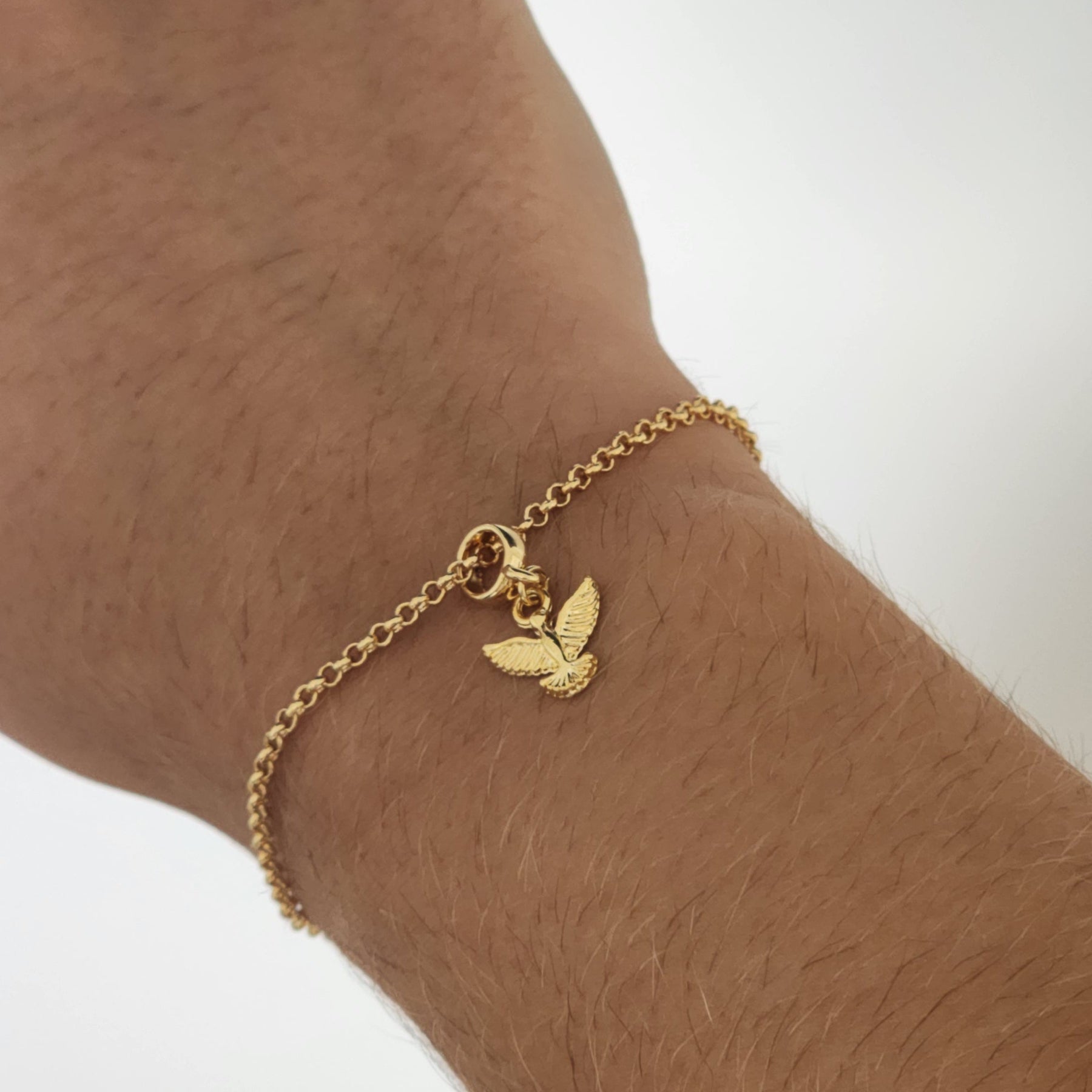 Kit Colar Espírito Santo Cravejado + Pulseira Espírito Santo Texturizada - Banho de Ouro 18k