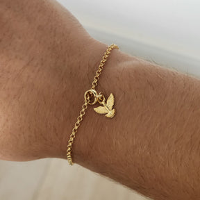 Kit Colar Espírito Santo Cravejado + Pulseira Espírito Santo Texturizada - Banho de Ouro 18k