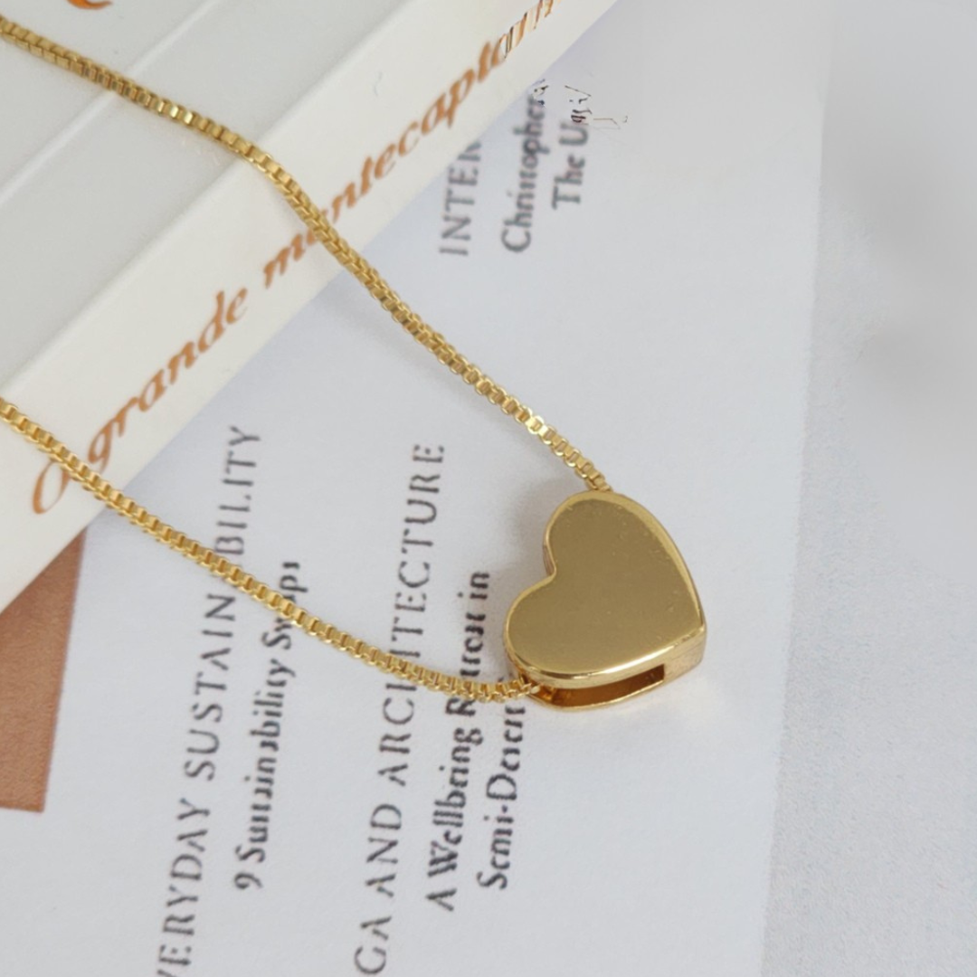 Colar Coração Liso - Banho de Ouro 18k