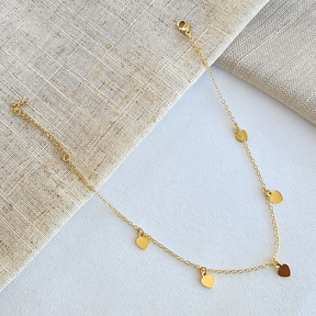 Tornozeleira Corações Lisos - Banho de Ouro 18k