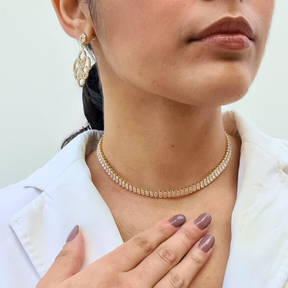 Choker Cravejada Zircônias Baguete - Banho de Ouro 18k