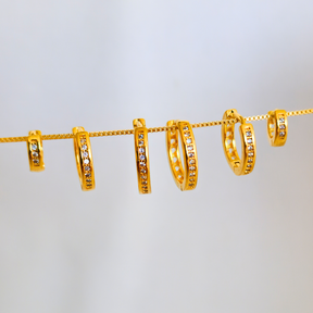 Kit Brinco Trio de Argolas Cravejadas - Banho de Ouro 18k
