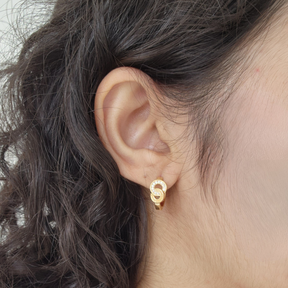 Kit Conjunto Colar Árvore da Vida Coração Cravejado + Brinco Argola Cravejado — Banho de Ouro 18k