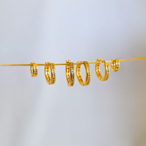 Kit Brinco Trio de Argolas Cravejadas - Banho de Ouro 18k