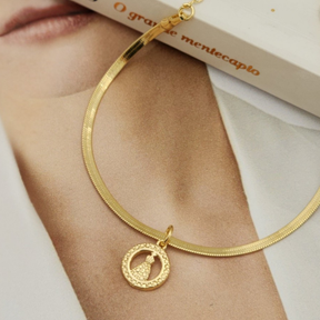 Pulseira Nossa Senhora Texturizada - Banho de Ouro 18k