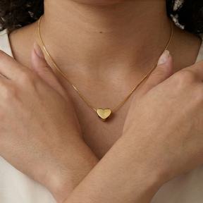 Colar Coração Liso - Banho de Ouro 18k