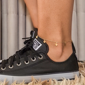 Tornozeleira Corações Lisos - Banho de Ouro 18k