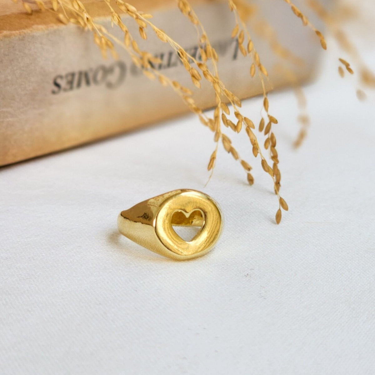 Anel Ajustável Dedinho Coração - Banho de Ouro 18k