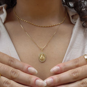 Kit Colar Corrente Veneziana + Pingente Nossa Senhora Cravejado + Pingente Cruz Cravejado - Banho de Ouro 18k