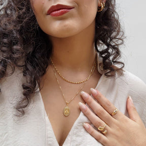 Colar Medalha Nossa Senhora Cravejado - Banho de Ouro 18k