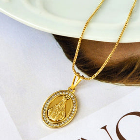 Kit Colar Corrente Veneziana + Pingente Nossa Senhora Cravejado + Pingente Cruz Cravejado - Banho de Ouro 18k