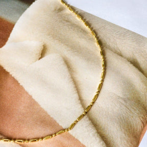 Choker Tubinhos e Bolinhas - Banho de Ouro 18k