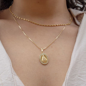 Colar Medalha Nossa Senhora Cravejado - Banho de Ouro 18k